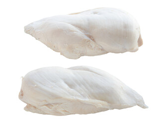 Side view Of Boiled Chicken Skinless Boneless Breast Isolated On Transparent Background