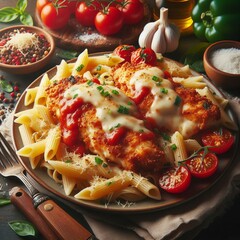 Classic Chicken Parmesan A plate of chicken Parmesan with pasta