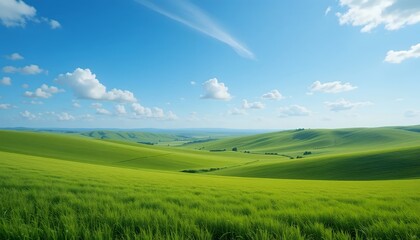 Obraz premium Lush Green Hills Under a Clear Blue Sky