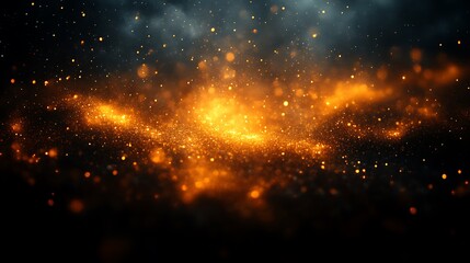 Fototapeta premium Glowing embers and sparks in dark smoky air