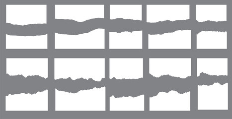 A realistic set of ripped white paper sheets Png isolated on a transparent texture background