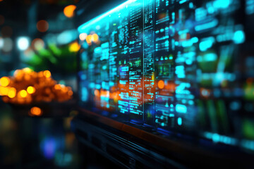 Fototapeta premium Futuristic display with glowing data and vibrant colors.
