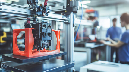 A cutting-edge drone manufacturing workshop with technicians assembling and testing UAVs for various applications, surrounded by tools, components, and high-tech workstations in a modern industrial