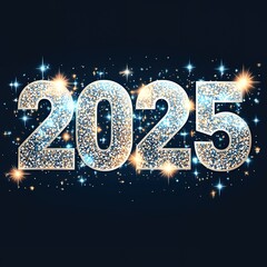 2025 Happy New year, festive luxury voluminous sparkling