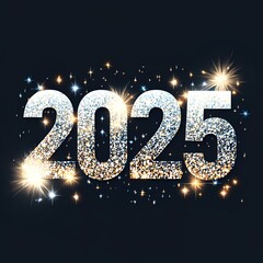 2025 Happy New year, festive luxury voluminous sparkling