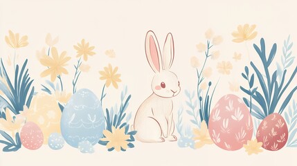 easter bunny with easter eggs