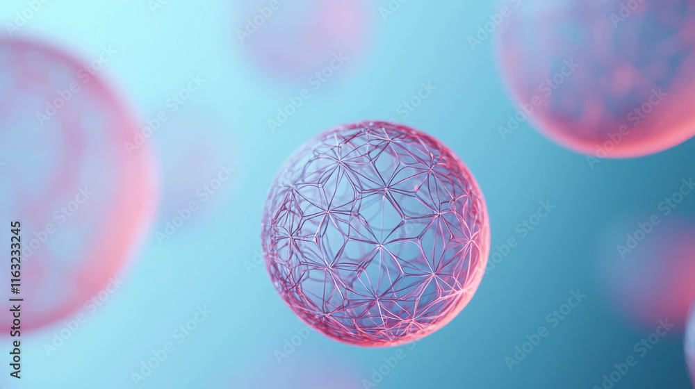 Aufkleber abstract scene of floating transparent spheres in soft colorful background