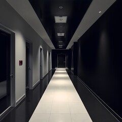 A modern medical clinic office hallway and reception area