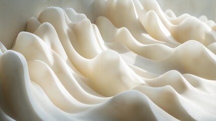Obraz premium Lush, creamy texture resembling waves in a minimalist setting during soft daylight