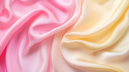 Obraz premium Soft silky fabric in shades of pink and yellow arranged beautifully for a textile showcase or fashion design project