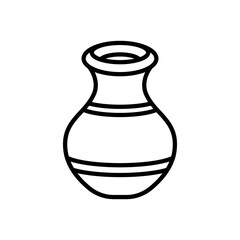 pottery pot icon vector, line style icon