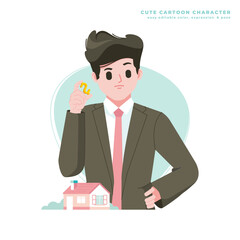business investment cute cartoon character