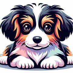 Fototapeta premium Cute Cartoon Dog with Fluffy Fur