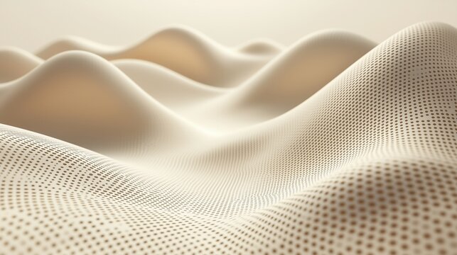 Textured surface resembling hills covered in fine mesh fabric, showcasing soft contours and wavy patterns under gentle lighting