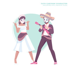 dia de muertos cute cartoon character