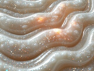 Obraz premium A stunning molten gold composition glowing softly under radiant highlights, transitioning into pastel gradients of cream and blush pink with delicate glittering accents for a luxurious finish. 