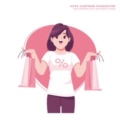 discount big sale cute cartoon character