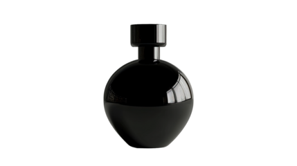 Mockup of black fragrance perfume bottle available on transparent background.PNG