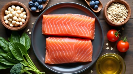 Healthy foods displayed with vibrant ingredients promoting nutritious choices for a balanced lifestyle meal plan

