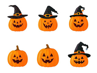 Halloween pumpkins set available on transparent background.PNG