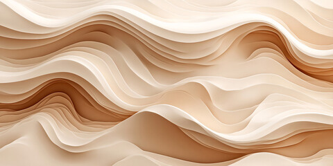 3D rendered abstract artwork featuring beige waves.