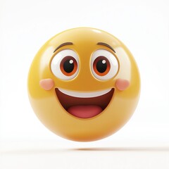 3D Happy Emoji with Rosy Cheeks