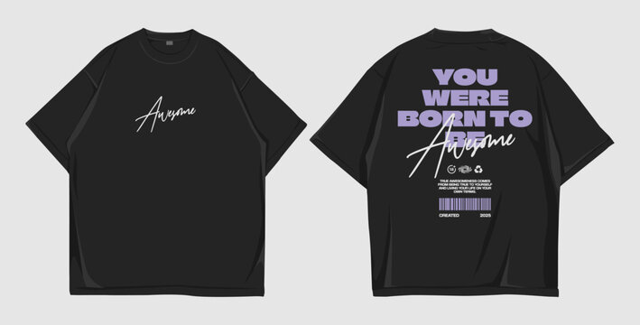 Design street wear, mockup t-shirt oversize front and back