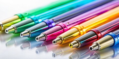 Variety of Pens Isolated on White Background - Stock Photo