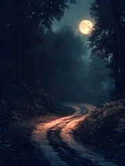 Fototapeta premium Moonlit Forest Path