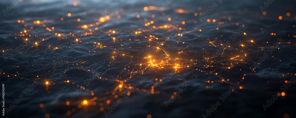 Poster a creative 3d mockup of a digital world map with glowing points and illuminated connections, represe