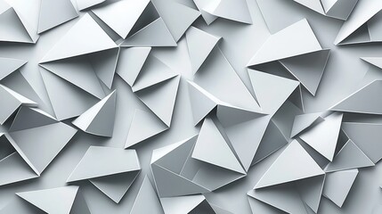 Fototapeta premium Abstract Geometric Background with Overlapping White Paper Triangles Creating a Modern and Minimalistic 3D Texture