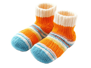 Knitted baby socks available on transparent background.PNG