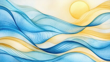 Joyful Beach Scene Captured Through Artistic Cartoon Elements