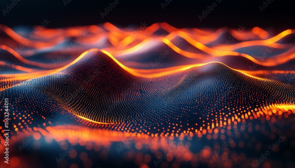 Poster a sleek 3d mockup of a glowing world map contour, representing the power of big data and internet te