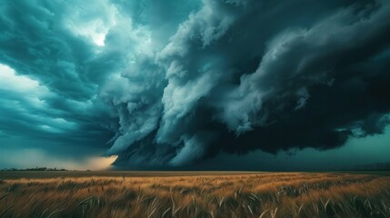 Portrait of Storm clouds over a field, AI generated image