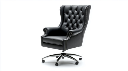 Fototapeta premium High-back executive office chair isolated on white background perfect for corporate settings