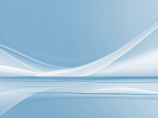 Naklejka premium A serene minimalist abstract design featuring soft flowing curves in light blue and white tones, evoking calmness and elegance.