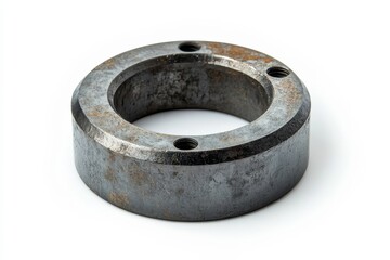 Macro Detail of Isolated Metal Part on White Background