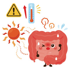 暑さでバテる腸のキャラクター