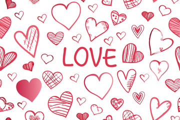 Seamless Red Heart Pattern for Valentine’s Day Cards and Romantic Decor