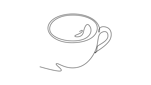 Coffee beverage Concept. Single line draw design. Full length animation illustration. High quality 4k footage.