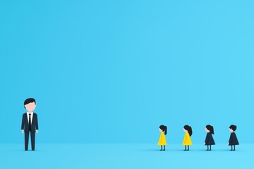 Fototapeta premium Business Leader Standing Before Group of Children in Minimalist Style Illustration