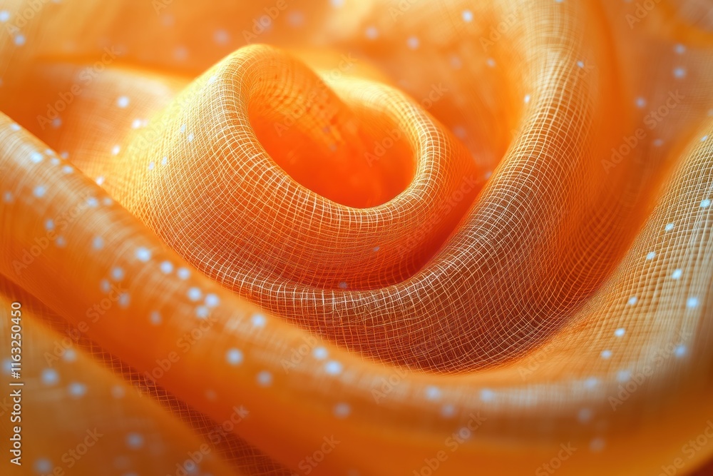 Poster closeup view of orange fabric with a light pattern. the fabric is textured and has a subtle grid pat