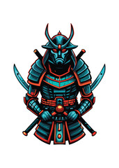 A futuristic samurai warrior, clad in sleek cybernetic armor, wielding a high-tech katana.  Neon lighting illuminates the scene.