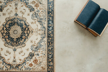 Ornate Vintage Carpet with Open Book