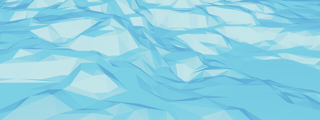 Obraz premium Blue low polygon ice mountain. Ice terrain background