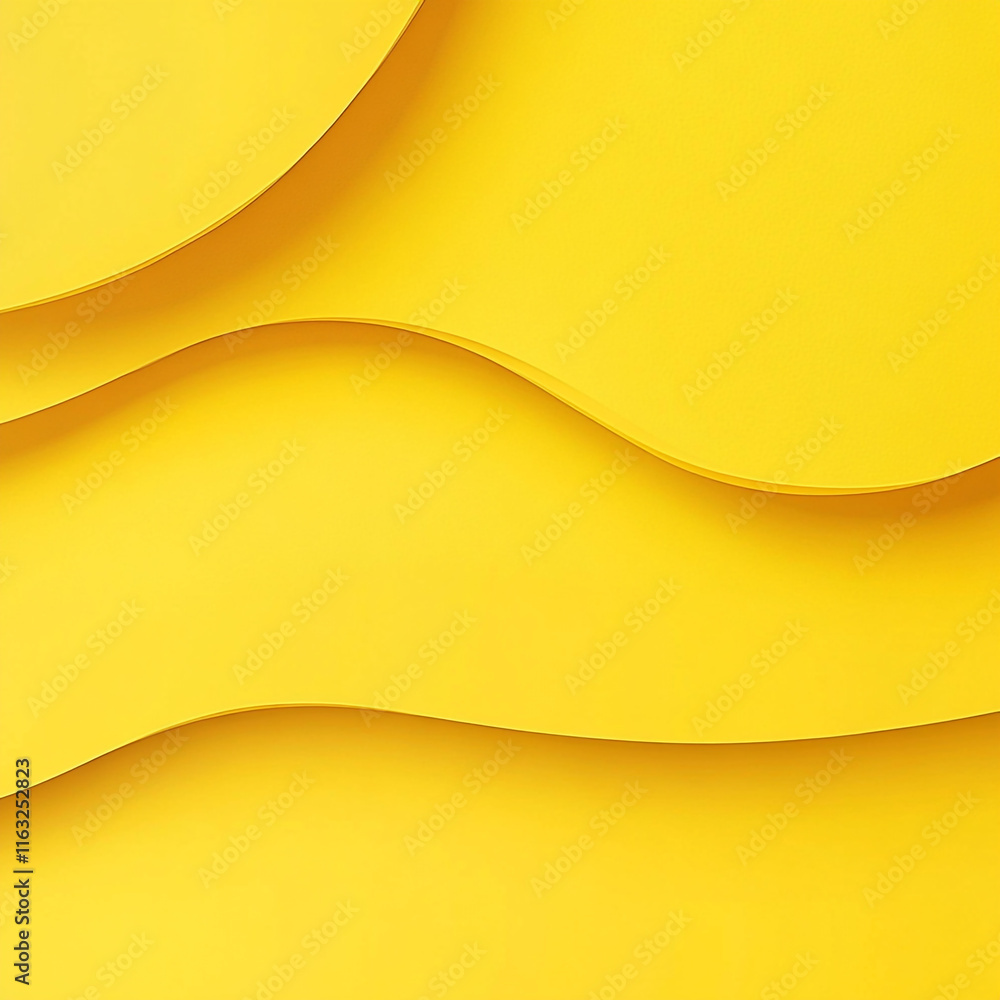 Poster the image is a yellow background abstract piece with a wave-like pattern.