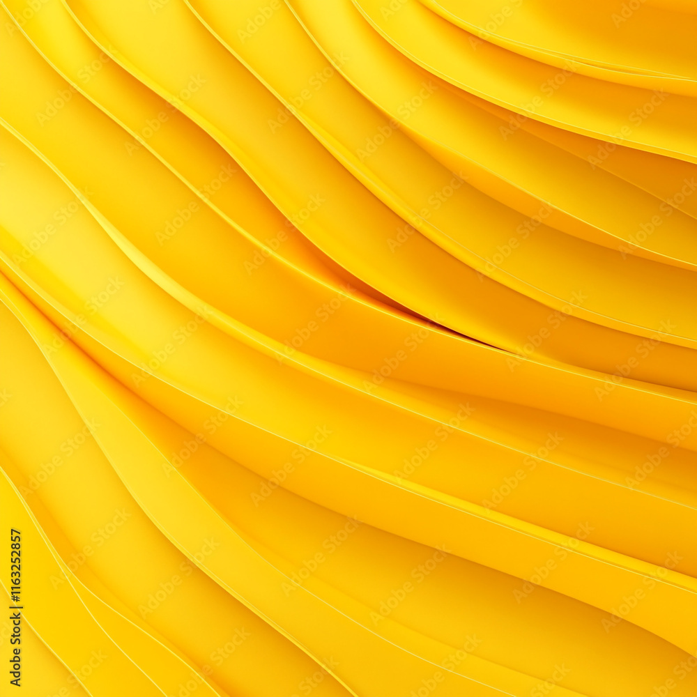 Poster the image is a yellow background abstract piece with a wave-like pattern.