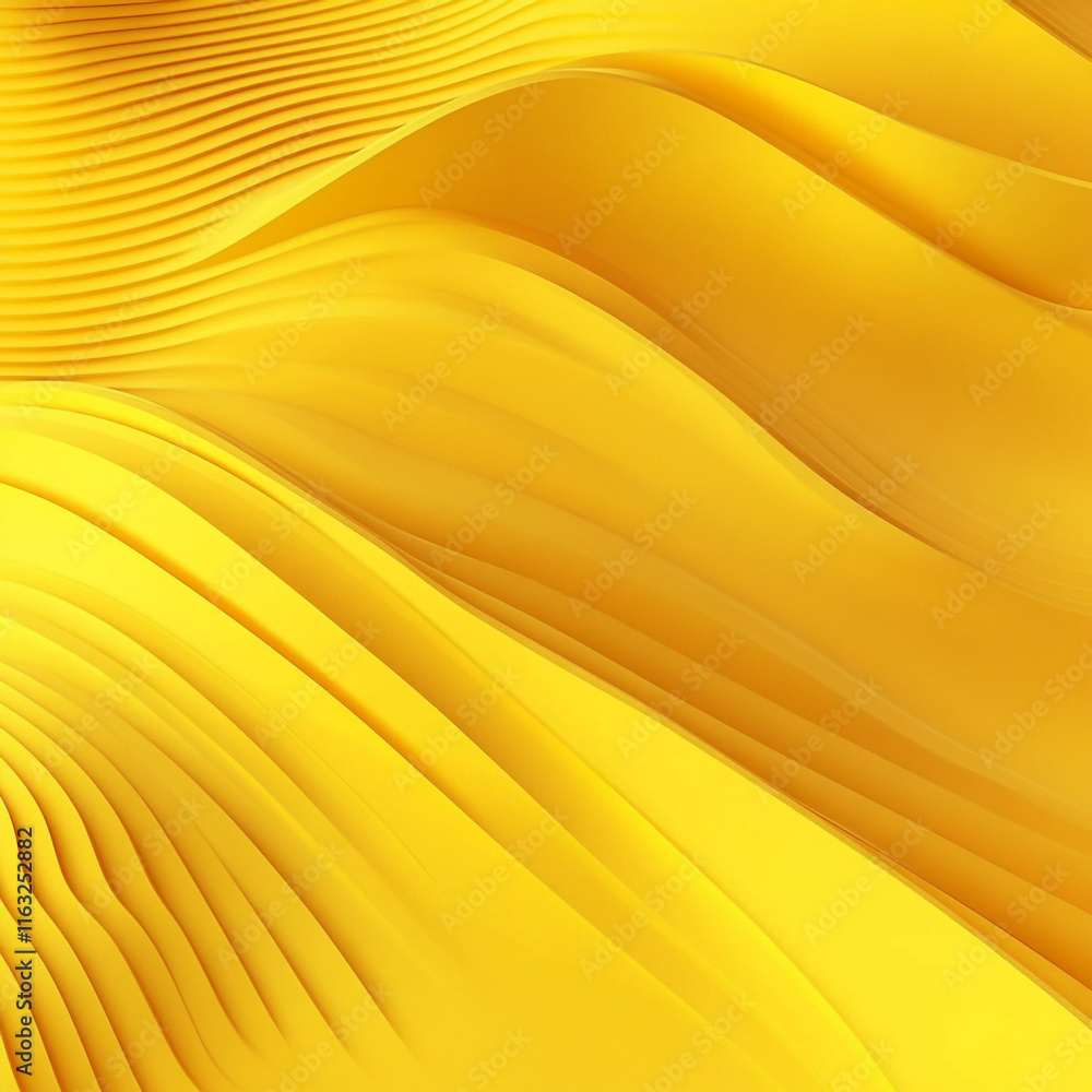 Poster the image is a yellow background abstract piece with a wave-like pattern.