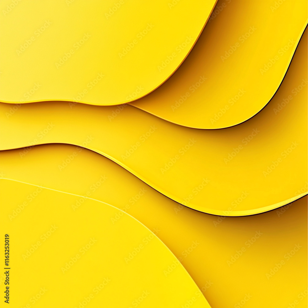 Poster the image is a yellow background abstract piece with a wave-like pattern.
